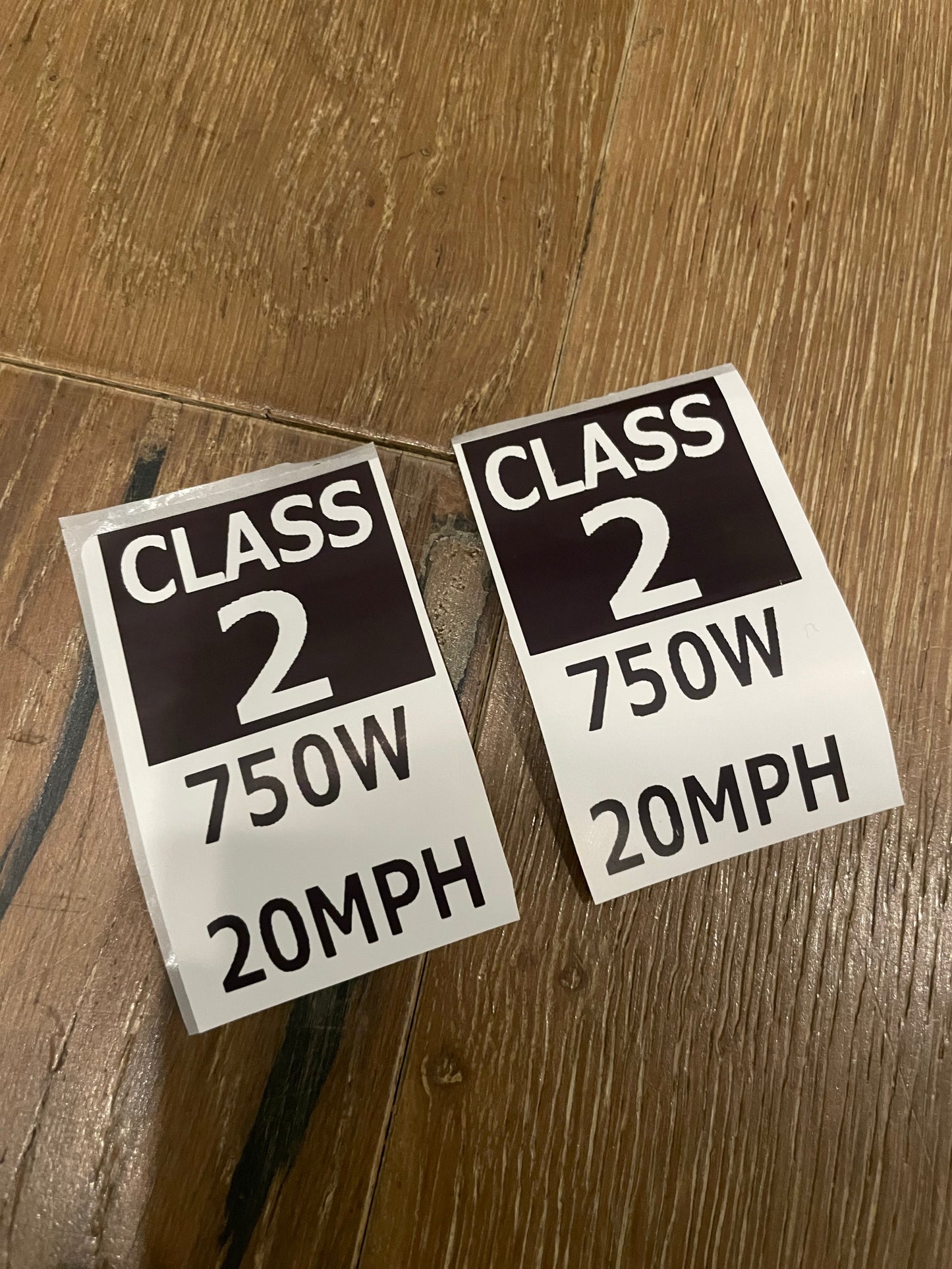 Class 2 750W 20MPH Stickers (Pack of 4 Stickers)